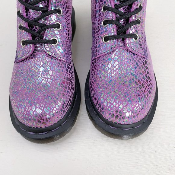 NWOB Dr. Martens Purple Metallic 1460 Pascal Snake Lace Up Boots Women's Size 5 - Picture 3 of 12